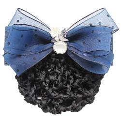 Damen-Haarnetz mit Schleife Haarnetz-Haarspangen mit gepunkteter Schleife for Damen (Color : Blue, Size : Style 1) von SLEDEZ