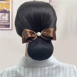 Damen-Haarnetz mit Schleife Haarnetz for Damen, Arbeitsplatten-Haarnetz (Color : Brown, Size : Free size) von SLEDEZ