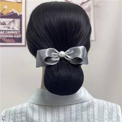 Damen-Haarnetz mit Schleife Haarnetz for Damen, Arbeitsplatten-Haarnetz (Color : Gray, Size : Free size) von SLEDEZ