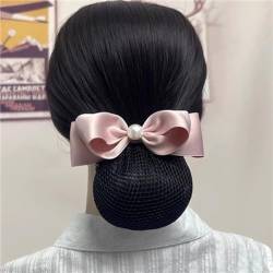 Damen-Haarnetz mit Schleife Haarnetz for Damen, Arbeitsplatten-Haarnetz (Color : Pink, Size : Free size) von SLEDEZ