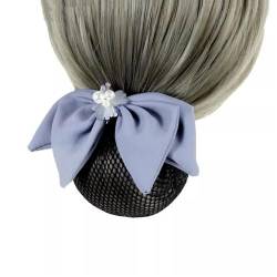 Damen-Haarnetz mit Schleife Weibliche Flugbegleiterin Haarplatte Kopf Blume Haarspange Netz (Color : Blue, Size : Free size) von SLEDEZ