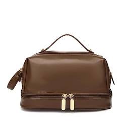 Damen-Kosmetiktasche mit großem Fassungsvermögen Damen-Reise-Kosmetik-Aufbewahrungstasche, Kulturbeutel, mehrere Farben erhältlich (Color : Brown, Size : 25x15x14cm) von SLEDEZ