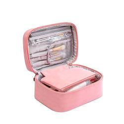 Damen-Kosmetiktasche mit großem Fassungsvermögen Einfache Kosmetiktasche for Reisen, tragbar, multifunktional, Aufbewahrungstasche, Kulturbeutel (Color : Pink, Size : 22.5x12x15cm) von SLEDEZ