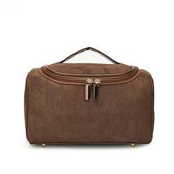 Damen-Kosmetiktasche mit großem Fassungsvermögen Tragbare Reise-Kosmetik-Kulturbeutel-Aufbewahrungstasche, 26 x 15 x 15 cm (Color : Brown, Size : 26x15x15cm) von SLEDEZ