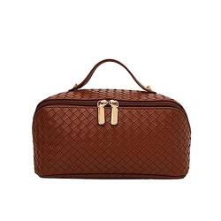 Damen-Kosmetiktasche mit großem Fassungsvermögen Weibliche große Kapazität Handheld Reise Kulturbeutel Aufbewahrungstasche Kosmetiktasche (Color : Brown, Size : As Shown) von SLEDEZ