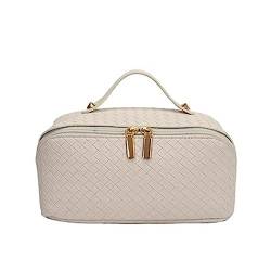 Damen-Kosmetiktasche mit großem Fassungsvermögen Weibliche große Kapazität Handheld Reise Kulturbeutel Aufbewahrungstasche Kosmetiktasche (Color : White, Size : As Shown) von SLEDEZ