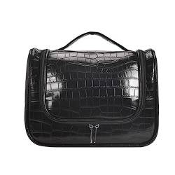 Damen-Kosmetiktasche mit großem Fassungsvermögen Weibliche tragbare große Kapazität Kosmetik-Aufbewahrungstasche Reise-Kulturbeutel (Color : Black, Size : 17x10x23cm) von SLEDEZ