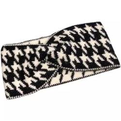 Gestricktes Stirnband für Frauen Breiter, überkreuzter Haarband-Kopfschmuck for Damen (Color : Black, Size : Free Size) von SLEDEZ