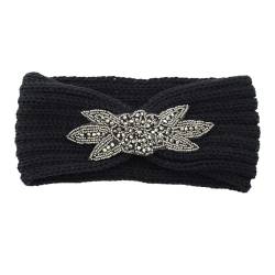 Gestricktes Stirnband für Frauen Gestricktes Haarband, Sport-Haarbänder, Stirnbänder (Color : Black, Size : Free Size) von SLEDEZ