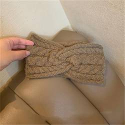 Gestricktes Stirnband für Frauen Gestricktes warmes Haarband mit breitem Rand for Herbst und Winter (Color : Brown, Size : Free Size) von SLEDEZ