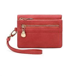 Mini-Geldbörse für Damen Einfache und kompakte Damen-Geldbörse, multifunktionale Vintage-Kartentasche, passende Münzbörse (Color : Red, Size : 13x4x9cm) von SLEDEZ