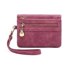 Mini-Geldbörse für Damen Einfache und kompakte Damen-Geldbörse, multifunktionale Vintage-Kartentasche, passende Münzbörse (Color : Rose Red, Size : 13x4x9cm) von SLEDEZ