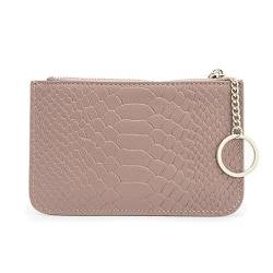 Mini-Geldbörse für Damen Kurze Damen-Geldbörse aus Leder mit Reißverschluss (Color : Pink, Size : 15.5x1.5x10cm) von SLEDEZ