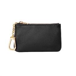 Mini-Geldbörse für Damen Mini-Geldbörse for Damen, einfache Geldbörse aus weichem Leder mit Reißverschluss (Color : Black, Size : 11x1.5x7cm) von SLEDEZ