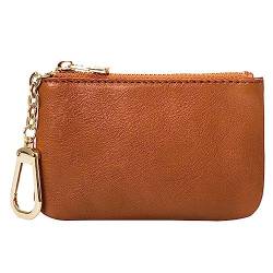 Mini-Geldbörse für Damen Mini-Geldbörse for Damen, einfache Geldbörse aus weichem Leder mit Reißverschluss (Color : Brown, Size : 11x1.5x7cm) von SLEDEZ