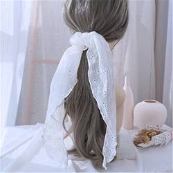 Seidenschal-Haarband Haarband aus Spitze mit Haarschmuck (Color : White, Size : 1pcs) von SLEDEZ