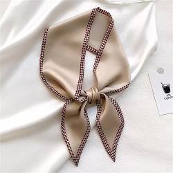 Seidenschal-Haarband Langes Seidenschal-Haarband for Frauen, das Taschenband bindet (Color : Khaki, Size : 1pcs) von SLEDEZ