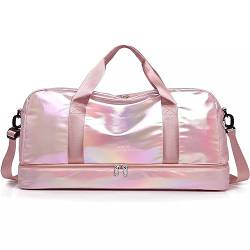 Sporttasche Damen-Umhängetasche mit großem Fassungsvermögen for nasse und trockene Zwecke (Color : Pink, Size : As Shown) von SLEDEZ