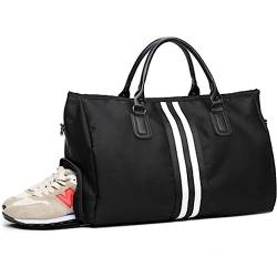 Sporttasche Handgepäcktasche for Herren und Damen, Reisetasche mit großem Fassungsvermögen, leichte Sporttasche (Color : Black, Size : 52x32x24cm) von SLEDEZ