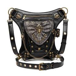 Steampunk-Taillentaschen Punk Damen Tasche Totenkopf Kette Lokomotive Tasche Damen One Shoulder Umhängetasche Outdoor Handy Hüfttasche von SLEDEZ