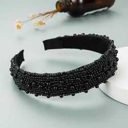 Stirnbänder für Damen Damen-Haarband mit breiter Kante, Haarband, Braut- und Hochzeitsaccessoires (Color : Black, Size : Free size) von SLEDEZ