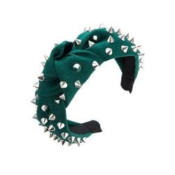 Stirnbänder für Damen Stoff-Haarband mit Nieten, in mehreren Farben erhältlich (Color : Green, Size : Free size) von SLEDEZ