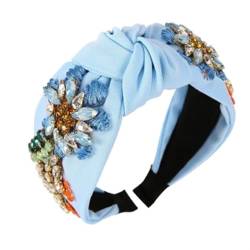 Stirnbänder für Damen Stoff-Haarband mit Schleife und breitem Stirnband (Color : Blue, Size : Free size) von SLEDEZ