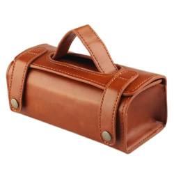 Tragbare Kulturtasche Rasierbeutel aus PU-Leder, Kulturbeutel, tragbare Reise-Aufbewahrungstasche (Color : Brown, Size : 17.5x7.5x8.5cm) von SLEDEZ