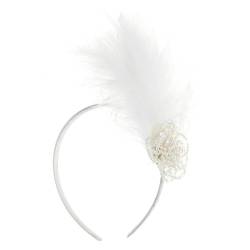 Vintage Stirnband Kreative Feder-Haarbänder, Braut-Feder-Stirnband, Haarschmuck for den Abschlussball (Color : White, Size : 15x25cm) von SLEDEZ