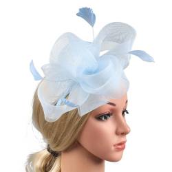 Vintage Stirnband Mesh Schleier Kopfschmuck Blume Vintage Kopfbedeckung Hut Feder Mesh Hut (Color : Blue, Size : Free size) von SLEDEZ