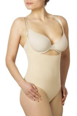 SLEEX Figurformender Shapewear Damen Body, Open-Bust (feine, verstellbare Traeger), Hautfarben, Groesse S/M von SLEEX