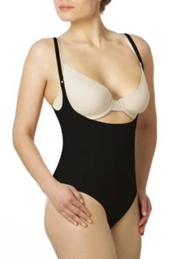 SLEEX Figurformender Shapewear Damen Body, Open-Bust (feine, verstellbare Traeger), Schwarz, Groesse L/XL von SLEEX