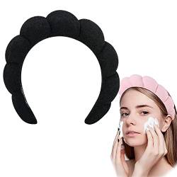 Mimi and Co Spa Headband for Women - Sponge & Terry Towel Cloth Fabric Head Band for Skincare, Makeup Puffy Spa Headband, Soft & Absorbent Material, Hair Accessories (Black) von SLGE
