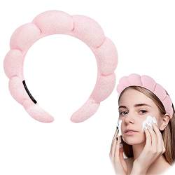 Mimi and Co Spa Headband for Women - Sponge & Terry Towel Cloth Fabric Head Band for Skincare, Makeup Puffy Spa Headband, Soft & Absorbent Material, Hair Accessories (Pink) von SLGE