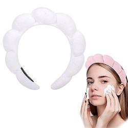Mimi and Co Spa Headband for Women - Sponge & Terry Towel Cloth Fabric Head Band for Skincare, Makeup Puffy Spa Headband, Soft & Absorbent Material, Hair Accessories (White) von SLGE