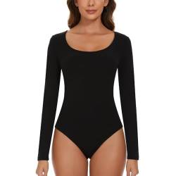 SLIMBELLE Body Damen Langarm U-Ausschnitt Bodysuit Oberteil Sexy Elegant Damen Body Langarm Slim Langarmbody für Frauen Jumpsuit von SLIMBELLE