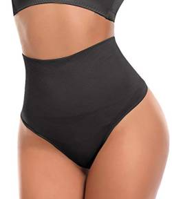 SLIMBELLE Damen Bauch Weg Mieder String Tanga Slip Figurenformend Miederpants Shapewear Unterwäsche, 1 Schwarz Tanga, Gr.- S≈DE 34 von SLIMBELLE