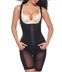 SLIMBELLE Damen Miederbody Bauchweg Stark Formend Shapewear Body Shaper Figurformende Bodysuit Unterbrust Taillenformer Korsett Formbody Lange Beine Bodyformer mit Haken Shaping Unterwäsche von SLIMBELLE