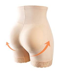 SLIMBELLE Damen Push Up Po Unterhose Butt Lifter Bauchweg Miederhose Gepolsterte Control Panty Padded Figurformende Nahtlose Shapewear Bauch Weg Body mit Bein Shaping Unterwäsche Hip Enhancer(Beige,L) von SLIMBELLE