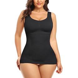 SLIMBELLE Damen Unterhemd BH Hemd Tank Top mit entfernbaren Cups Bauchweg Shapewear Top Ohne Bügel Bustier Hemdchen Figurformende Body Shaper Camisole Formendes Hemd Shaping Unterwäsche(Schwarz,XXL) von SLIMBELLE