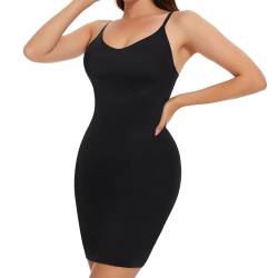 SLIMBELLE Miederkleid für Damen Nahtlose Unterröcke Shapewear Kleid Sexy Bauch Weg Figurformende Unterkleid Damen mit Trägern Shaping Full Slips (Schwarz,M) von SLIMBELLE