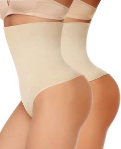 SLIMBELLE Shapewear Damen Bauchweg Unterhose Hohe Taille Nahtlos Miederhose Tanga Unterwäsche String Miederslip Figurformende Shaping Unterbauch Kontrolle Body Shaper von SLIMBELLE