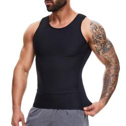 SLIMBELLE Shapewear Herren Kompressions Shirt Elastische Ärmellos Body Shaper Tight Unterhemden Herren Tank Top Taillenformer Figurformend Bauchweg Unterhemd Herren(Schwarz,4XL) von SLIMBELLE