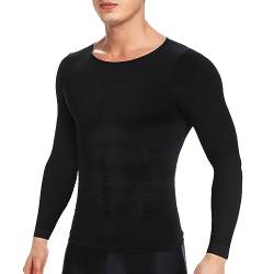 SLIMBELLE Shapewear Herren Kompressions Shirt Elastische Funktionsshirt Herren Langarm Schlank Kompressionsshirt Herren Langarm Miederbody Taillenformer Ärmeln Bauch Top Männer von SLIMBELLE