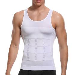 SLIMBELLE Shapewear Herren Kompressions Shirt Figurformende Bauchweg Unterhemd Body Shape Tank Top Ärmellos Untershirt Elastische Weste Schlank Mieder Taillenformer Bauch Vest für Männer (Weiß,S) von SLIMBELLE