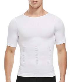 SLIMBELLE Shapewear Herren Kompressions Shirt Figurformende Bauchweg Unterwäsche Unterhemd Shape Untershirt Body Shaper Tight Elastische Weste Schlank Miederbody Taillenformer Ärmeln Bauch Top Männer von SLIMBELLE