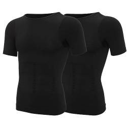 SLIMBELLE Shapewear Herren Kompressions Shirt Figurformende Bauchweg Unterwäsche Unterhemd Shape Untershirt Body Shaper Tight Elastische Weste Schlank Miederbody Taillenformer Ärmeln Bauch Top Männer von SLIMBELLE