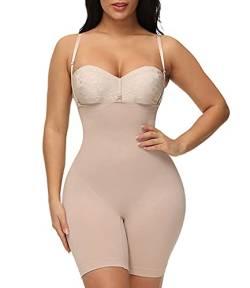 SLIMBELLE Stark Formend Bauch Weg Bodys Shaper Miederbody Formbody Shaping Figurformende Bodysuit Damen Frauen Shapewear Unterbrust Beige S von SLIMBELLE