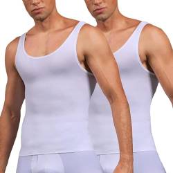SLIMBELLE Unterhemd Herren Classic Herren Body Shaper Slimming Nahtlos Gestricktes Atmungsaktives Shapewear Tanktop Herren(Weiß+Weiß, 3XL) von SLIMBELLE