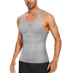 SLIMBELLE Unterhemd Herren Classic Herren Body Shaper Slimming Nahtlos Gestricktes Atmungsaktives Shapewear Tanktop Herren (Grau,L) von SLIMBELLE